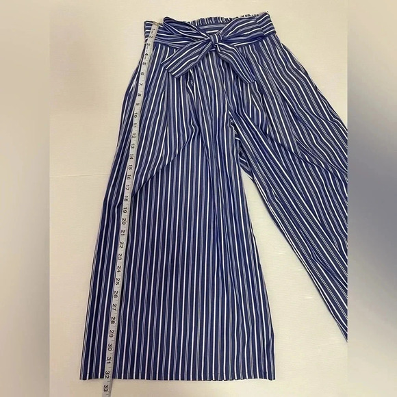 3 FOR $15 Misa Los Angeles Blue and White Striped Cropped Wide Leg Pants SZ XS - Picture 9 of 10